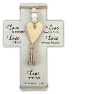 Cross-Wedding-Fabric Wrapped-Love Is Patient (5" x 7 1/2")