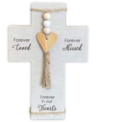 Cross-Memorial-Fabric Wrapped-Forever Loved (5