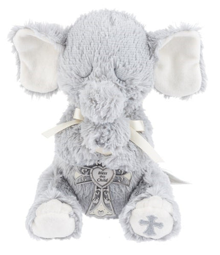 Plush-Serenity Elephant With Crib Cross-Gray (11