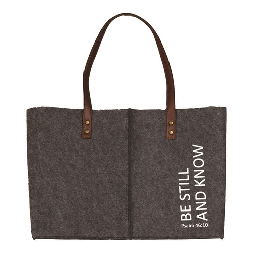 Tote Bag-Felt-Charcoal-Be Still And Know (15
