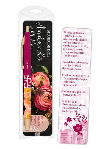 Spanish-Pen & Bookmark Set-Woman Of God: Walk By Faith