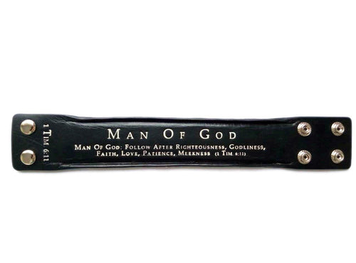 Bracelet-Black Leather-Man Of God (Mens) (9