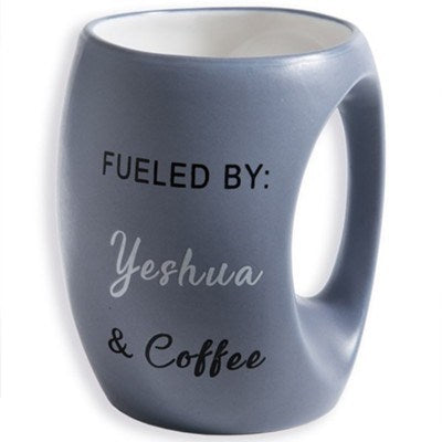 Mug-Fueled By Yeshua & Coffee (13 oz)-Blue Stoneware (#71161)