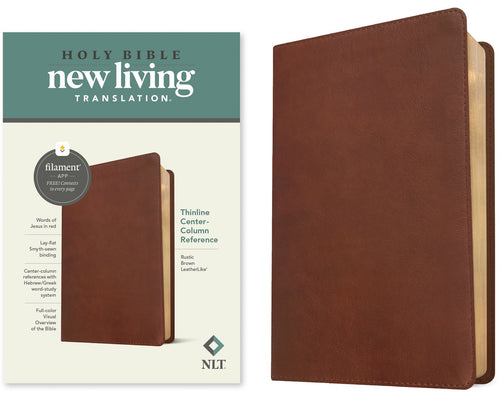 NLT Thinline Center-Column Reference Bible  Filament-Enabled-Rustic Brown LeatherLike