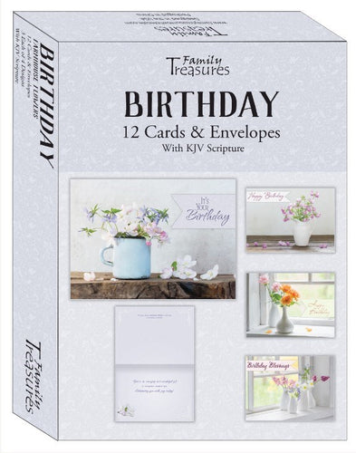 Card-Boxed-Birthday-Farmhouse Flowers (Pack Of 12)