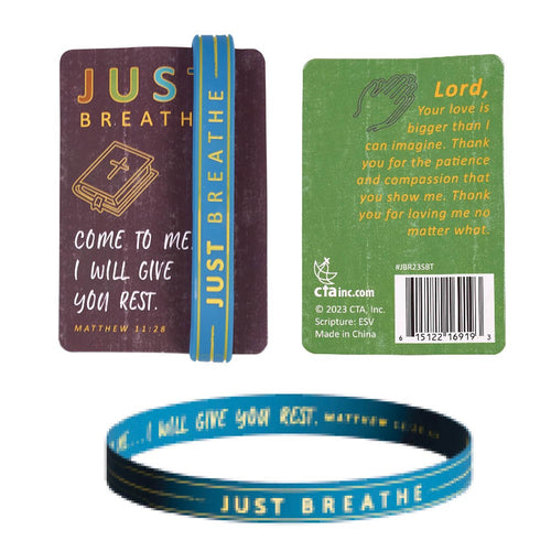 Bracelet-Just Breathe-Silicone (Matthew 11:28) (8 1/4