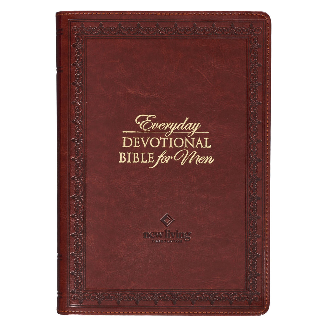 Devotional Bible NLT For Men-Faux Leather-Saddle Tan