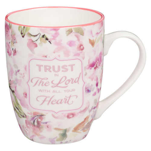 Mug-Budget-Coral Floral-Trust In The Lord-Prov. 3:5-6