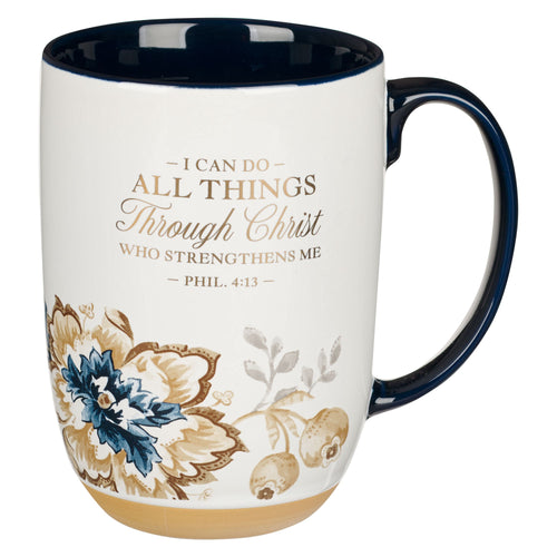 Mug-I Can Do All Things (Philippians 4:13)-Honey Brown & Blue (MUG1093)