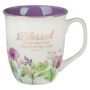 Mug-Purple Floral-Blessed-Jer. 17:7