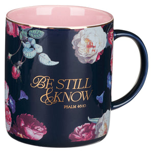 Mug-Be Still & Know (Psalm 46:10)-Navy/Pink (MUG1107)
