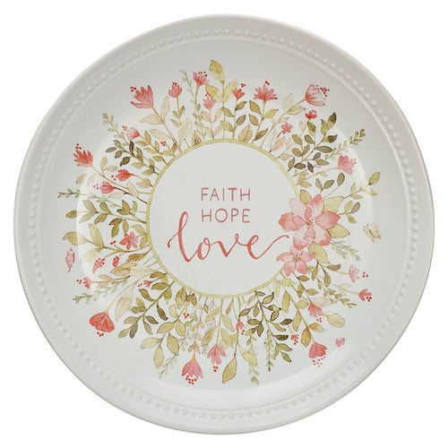 Plate-Pink Floral-Faith  Hope  Love