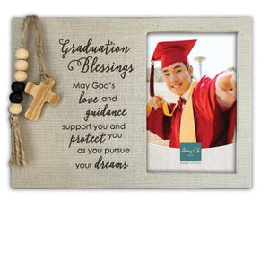 Frame-Graduation-Fabric Wrapped-Graduation Blessings (Holds 4" X 6" Photo) (9" X 6 1/2")