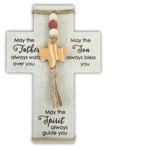 Cross-Confirmation-Fabric Wrapped-May The Father Always Watch Over You (5" x 7 1/2")