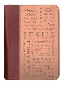 Bible Cover-Names Of Jesus-Brown/Tan Duotone-X-Large