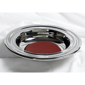 Offering Plate-Silvertone-Stainless Steel w/Red Felt-12"