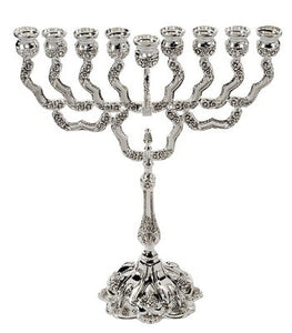 Menorah-Light Of World Hanukkah (9 Branched) (11.5")-Silver Plated (#42116)