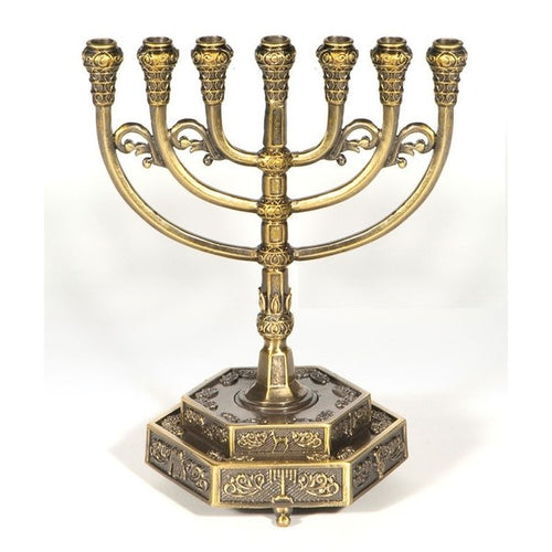 Menorah-12 Tribes w/Hexagon Base (7 Branched) (6