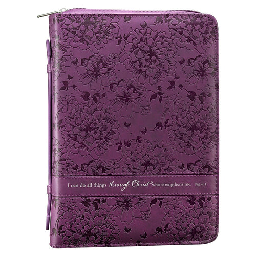 Bible Cover-Trendy Luxleather-Do All Things-MED-Purple