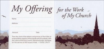 Offering Envelope-My Offering For Work Of Church (1 Chronicles 29:6-7) (Pack Of 52)