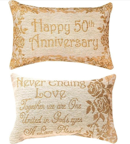 Pillow-Happy 50th Anniversary-Gold (12.5