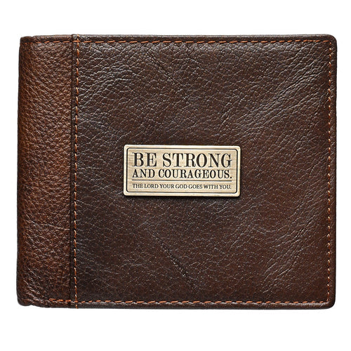 Wallet-Genuine Leather-Be Strong And Courageous-Brown