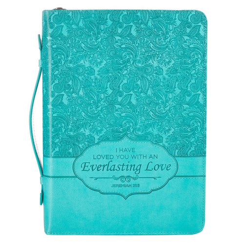 Bible Cover-Classic-Everlasting Love-Luxleather-Turquoise-MED