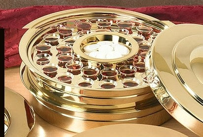 Communion Tray-Stacking-40 Holes-Brass