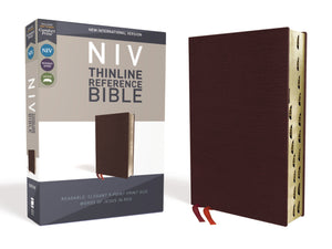 NIV Thinline Reference Bible (Comfort Print)-Burgundy Bonded Leather Indexed