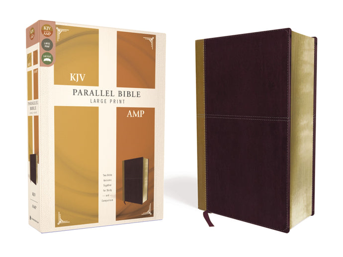 KJV/Amplified Parallel Bible/Large Print-Camel/Burgundy Leathersoft