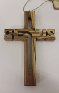 Cross-Olive Wood-Jesus (4")
