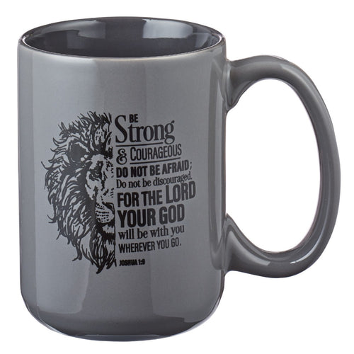 Mug-Be Strong w/Gift Box (Joshua 1:9)-Gray Lion (MUG533)