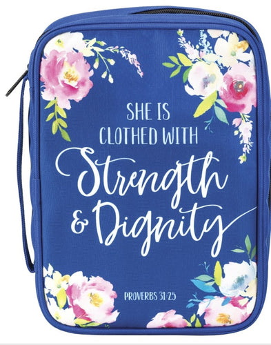 Bible Cover-She Is Clothed-XLG-Blue