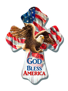 Wall Cross-Eagle/God Bless America (6" x 8")
