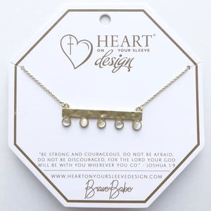 Necklace-Brave Babe Brulee-14K Gold Bar w/White Stone Accents (Adj 16"-24")