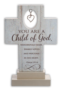 Cross-Standing-Child Of God w/Heart Charm (6")