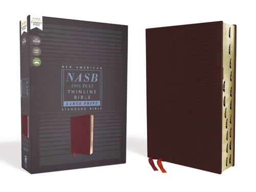 NASB Thinline Bible/Large Print (Comfort Print)-Burgundy Bonded Leather Indexed