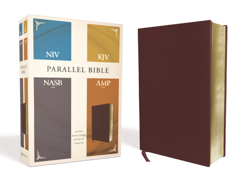 NIV/KJV/NASB/Amplified Parallel Bible-Burgundy Bonded Leather