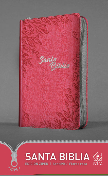 NTV Holy Bible (Santa Biblia  Edicion Ziper)-Pink Flowers LeatherLike w/Zipper