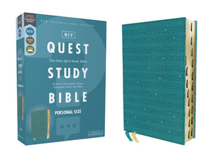 NIV Quest Study Bible/Personal Size (Comfort Print)-Teal Leathersoft Indexed