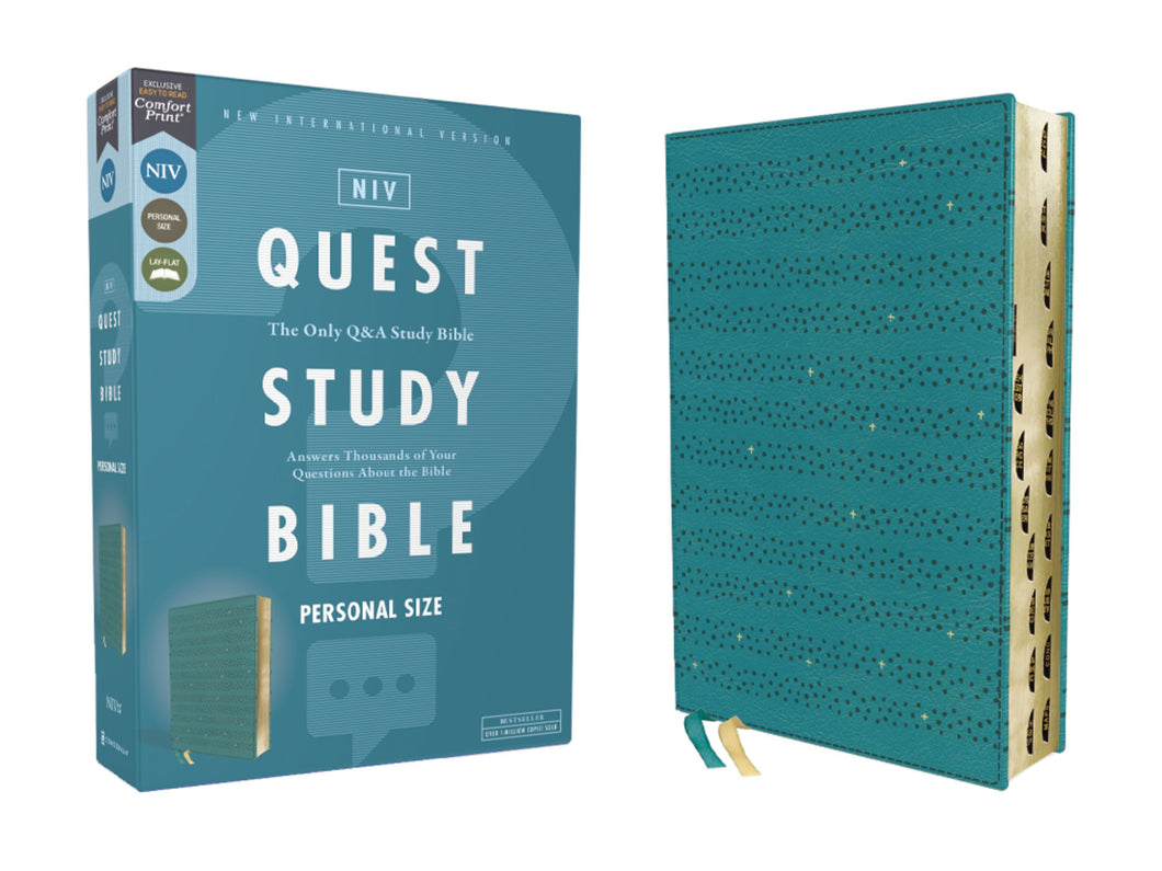 NIV Quest Study Bible/Personal Size (Comfort Print)-Teal Leathersoft Indexed