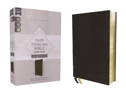 NASB Thinline Bible/Large Print  Passaggio Setting (Comfort Print)-Black Leathersoft
