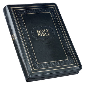 KJV Giant Print Full Size Bible-Black Framed Faux Leather Indexed w/Zipper