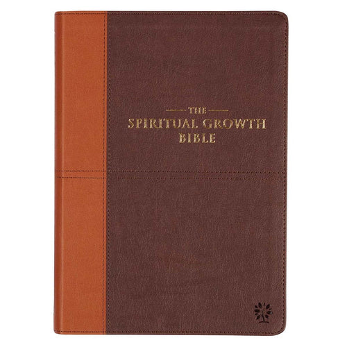 NLT Spiritual Growth Bible-Espresso/Toffee Brown Faux Leather Indexed