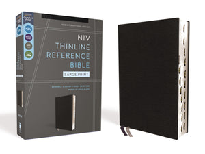 NIV Thinline Reference Bible/Large Print (Comfort Print)-Black European Bonded Leather Indexed