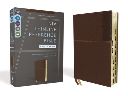 NIV Thinline Reference Bible/Large Print (Comfort Print)-Brown Leathersoft Indexed