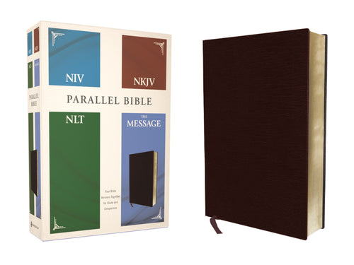 Contemporary Comparative Parallel Bible (NIV  NKJV  NLT  The Message)-Burgundy Bonded Leather
