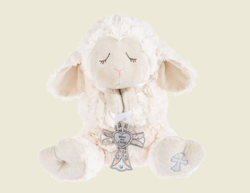Plush-Serenity Lamb Holding Cross/Bless This Child (13