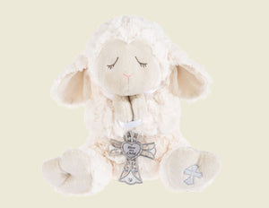 Plush-Serenity Lamb Holding Cross/Bless This Child (13")