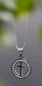 Necklace-Eden Merry-Circle Cross-Silver